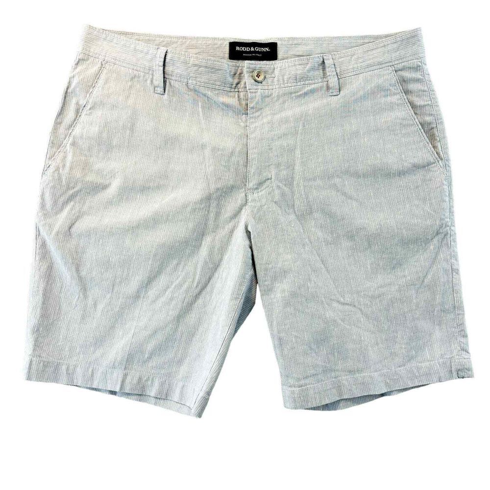 Mens 36 Rodd & Gunn Shorts Custom Fit Stretch Chino Light Blue White Pinstripe